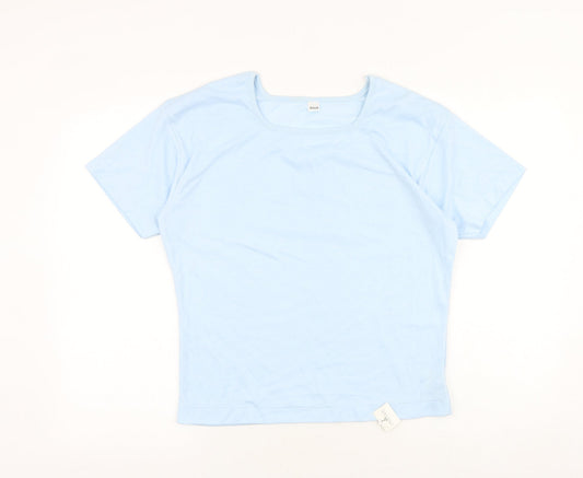 Littlewoods Womens Blue Cotton Basic T-Shirt Size M Round Neck