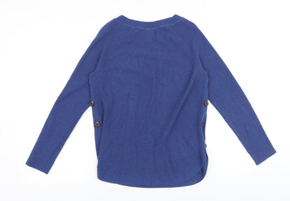 John Lewis Womens Blue Round Neck Nylon Pullover Jumper Size 8