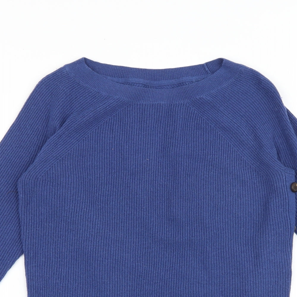 John Lewis Womens Blue Round Neck Nylon Pullover Jumper Size 8