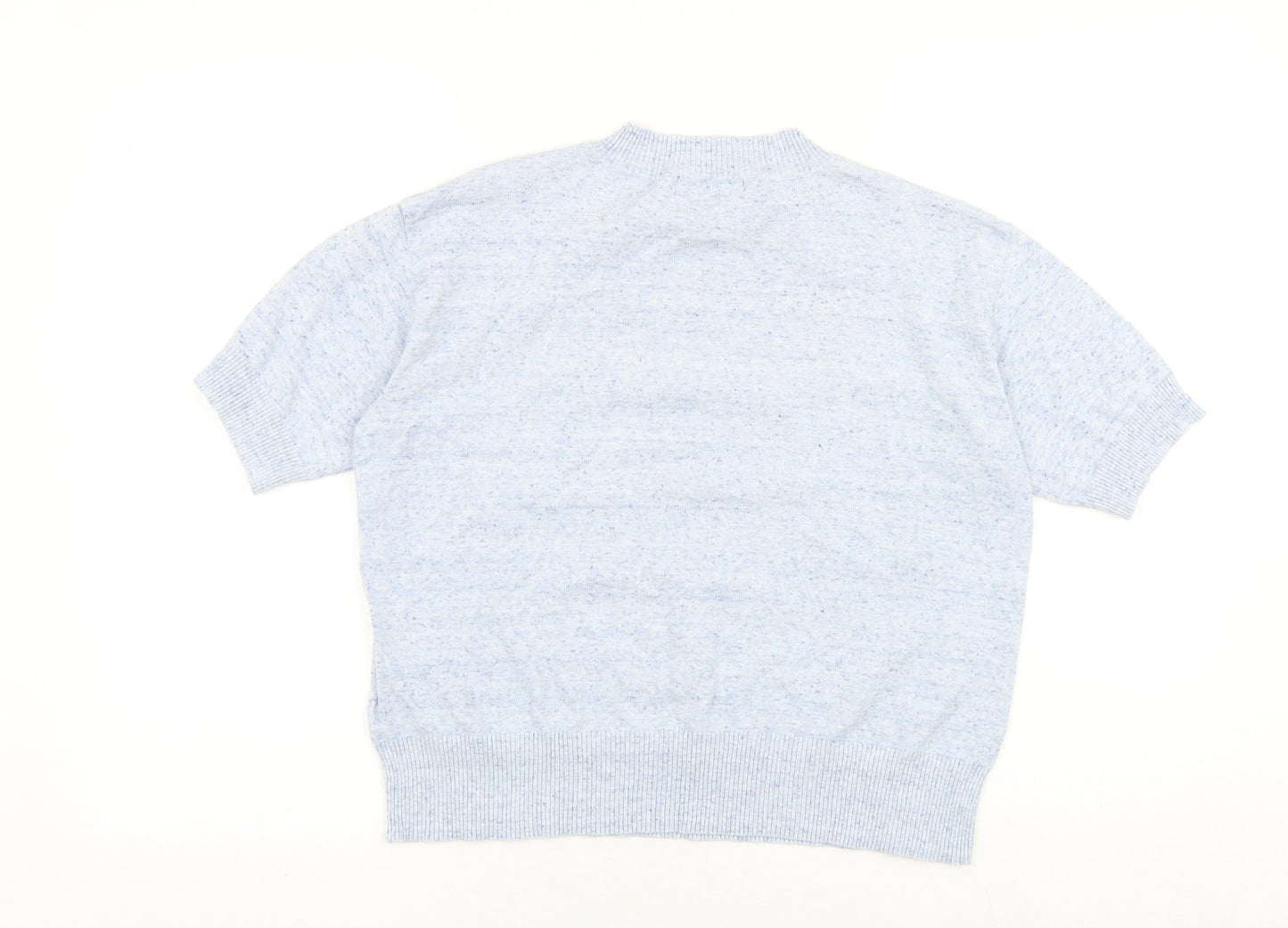 Marks and Spencer Womens Blue Round Neck Cotton Pullover Jumper Size S