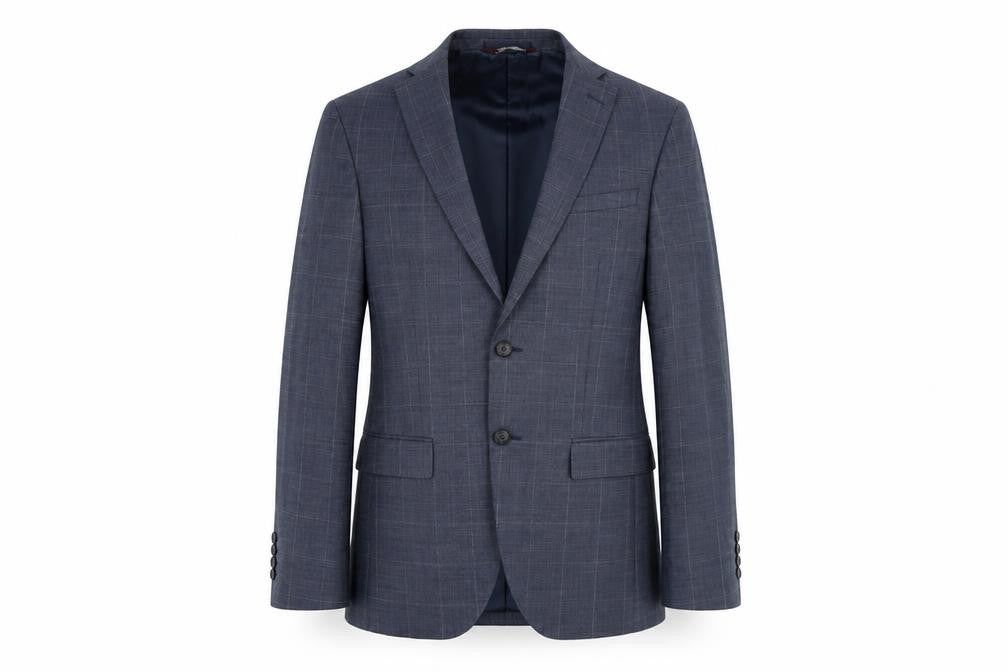 Marks & Spencer Mens Blue Plaid Wool Jacket Suit Jacket Size 36 Regular