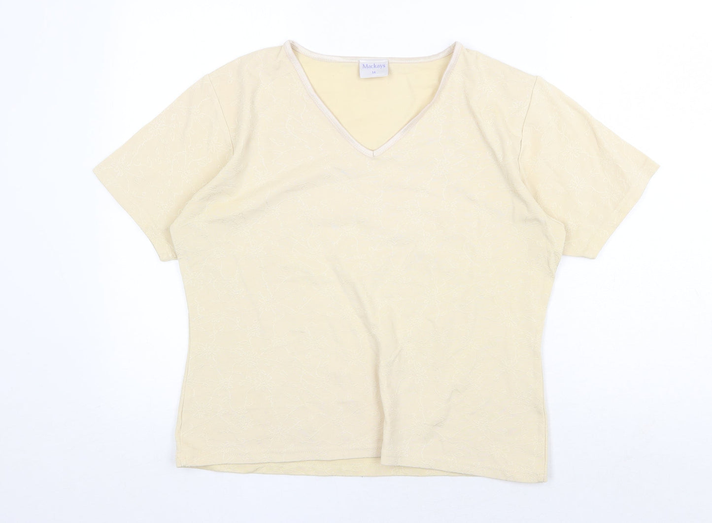 Mackays Womens Yellow V-Neck Polyester Pullover Jumper Size 14