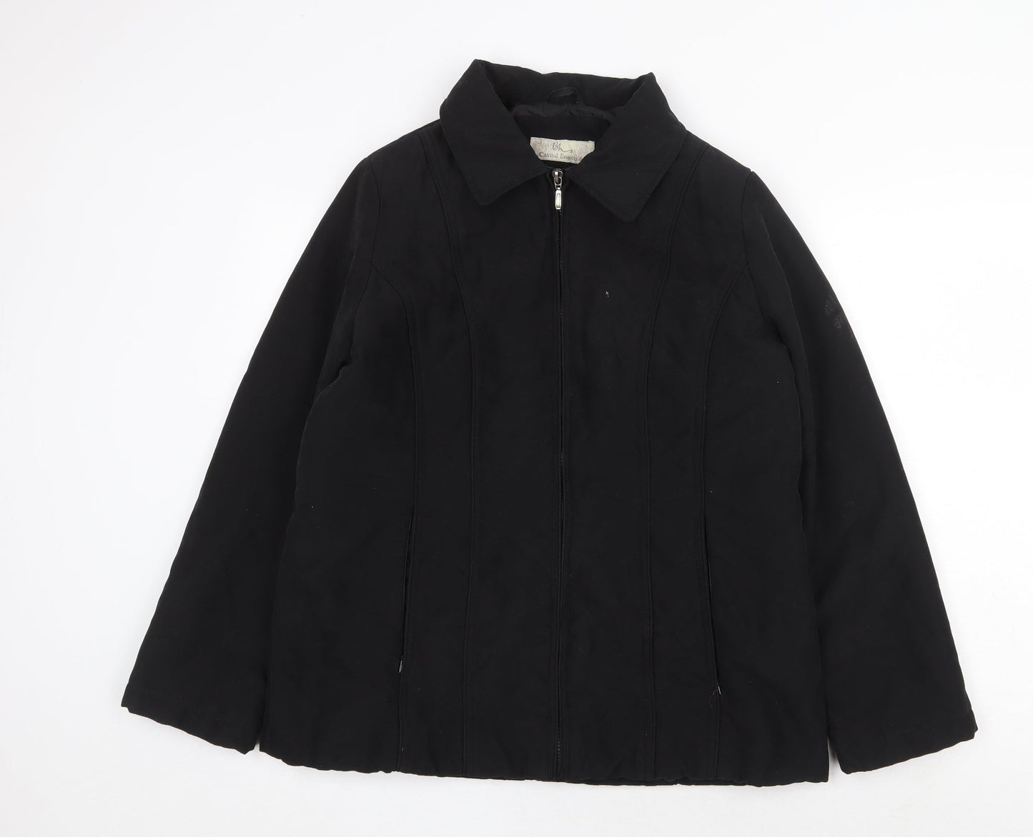 BHS Womens Black Overcoat Coat Size 14 Zip
