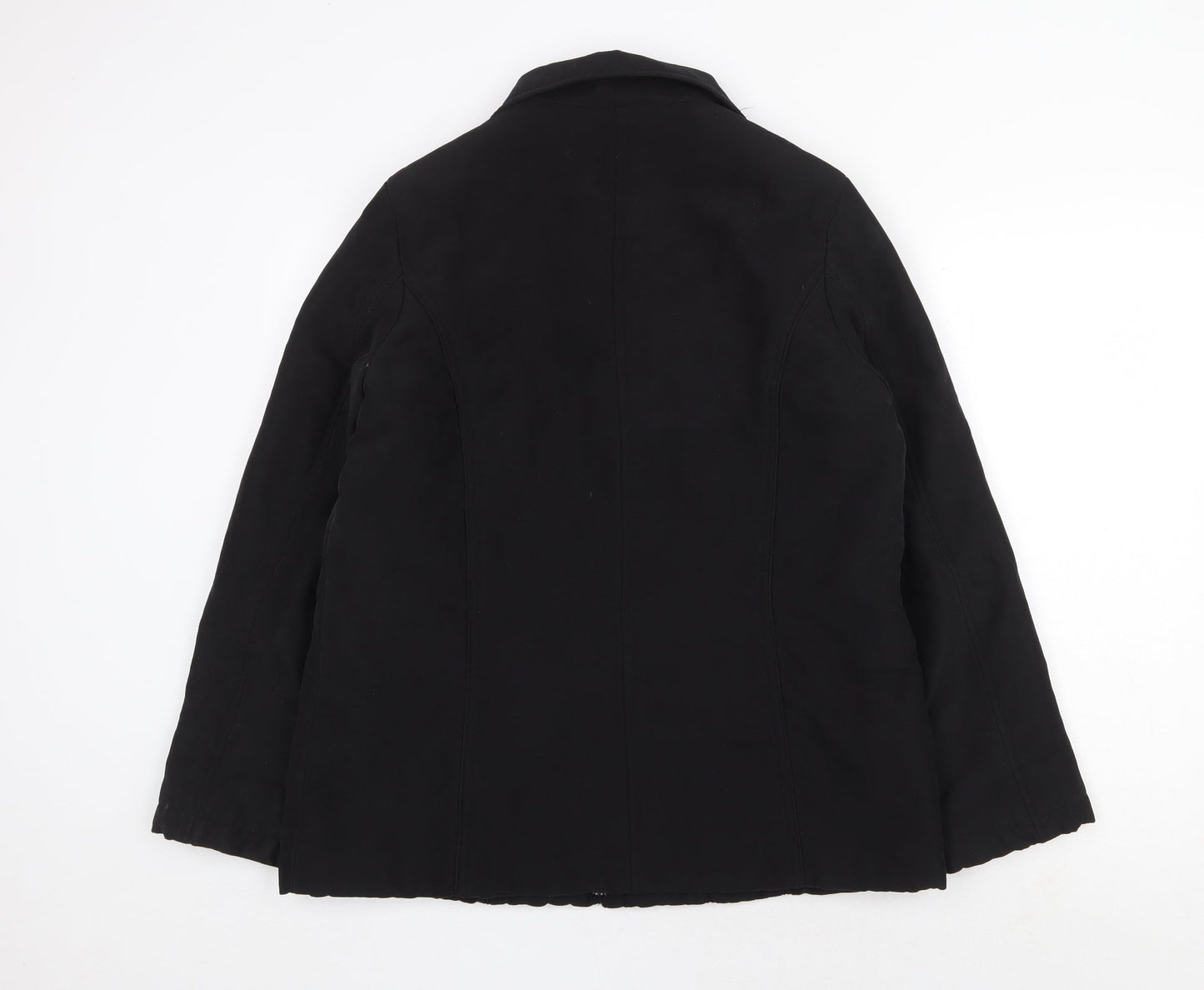 BHS Womens Black Overcoat Coat Size 14 Zip