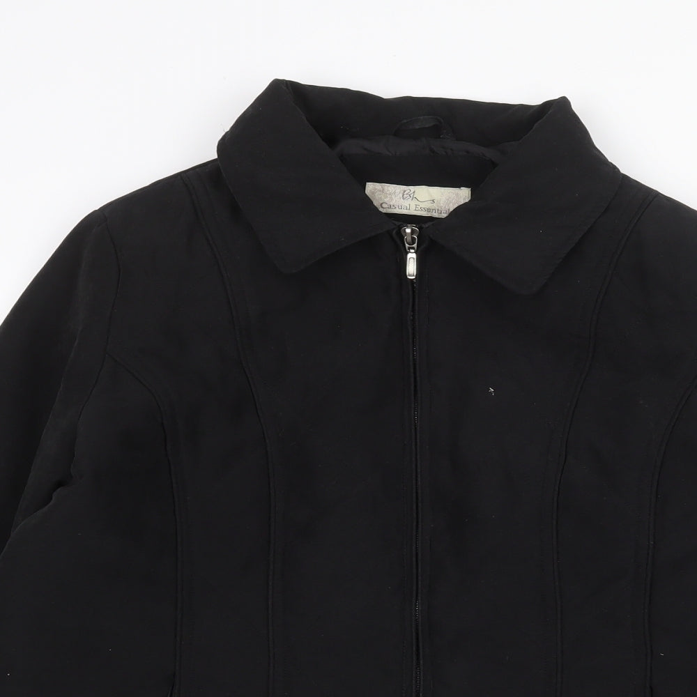 BHS Womens Black Overcoat Coat Size 14 Zip