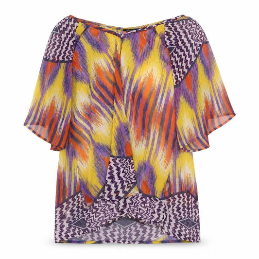 Atmosphere Womens Multicoloured Geometric Polyester A-Line Size 12 V-Neck Pullover