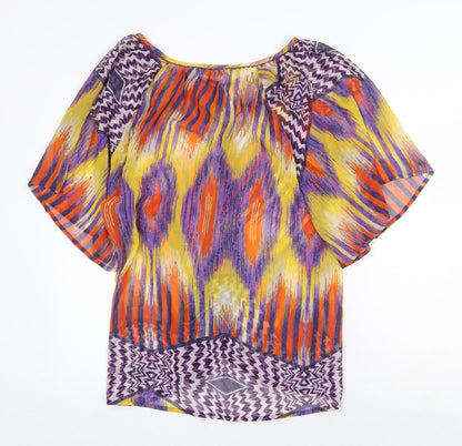 Atmosphere Womens Multicoloured Geometric Polyester A-Line Size 12 V-Neck Pullover