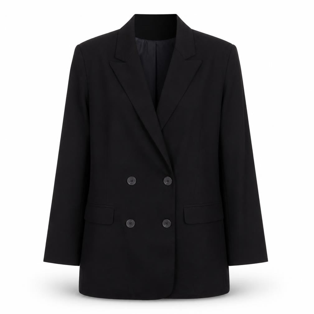Elenza Womens Black Polyester Jacket Suit Jacket Size M Button