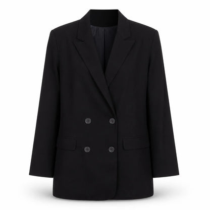 Elenza Womens Black Polyester Jacket Suit Jacket Size M Button