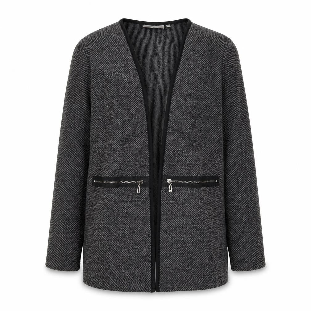 Fransa Womens Grey Geometric Jacket Size M