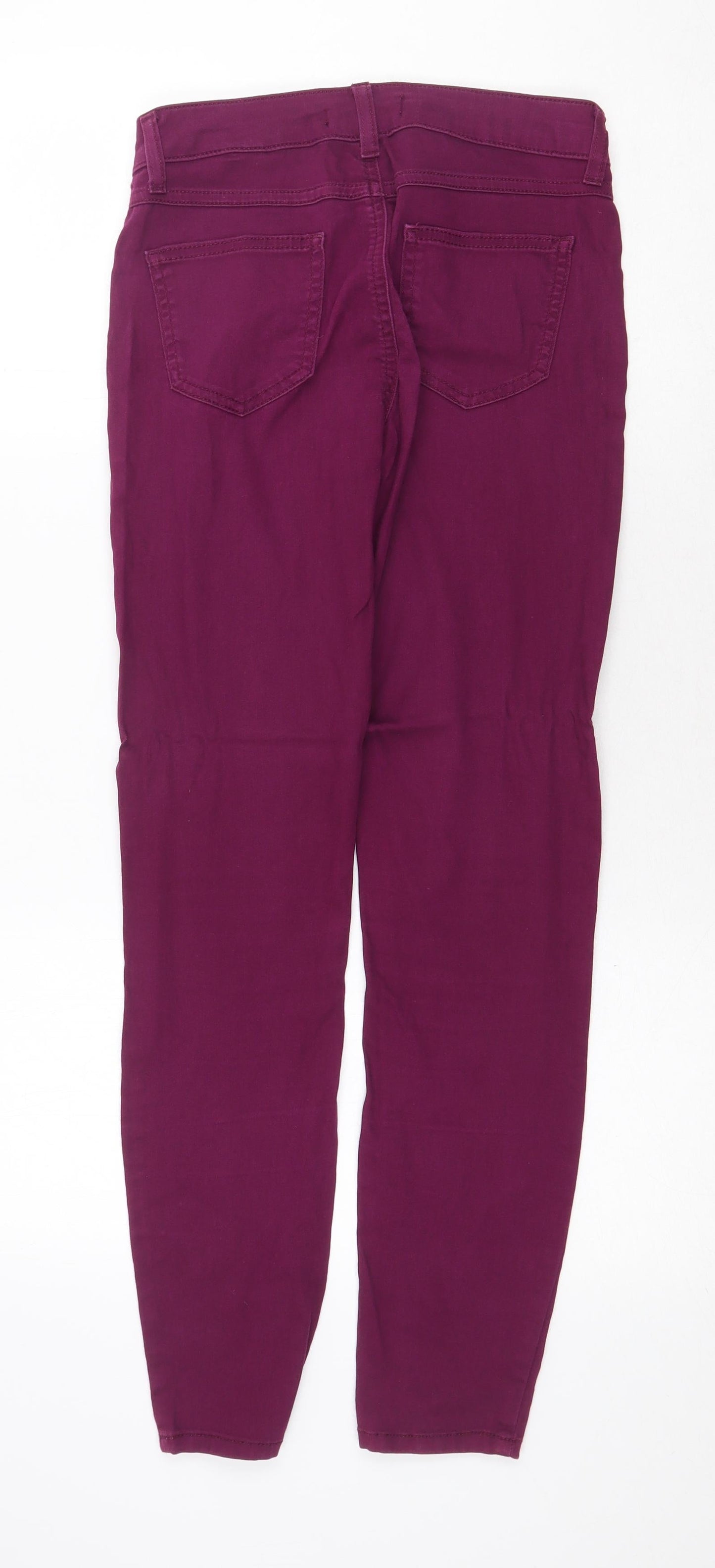 Marks and Spencer Womens Purple Cotton Skinny Jeans Size 8 Regular Zip
