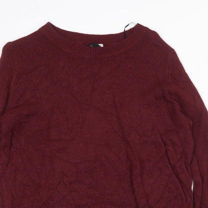 H&M Womens Red Round Neck Acrylic Pullover Jumper Size S