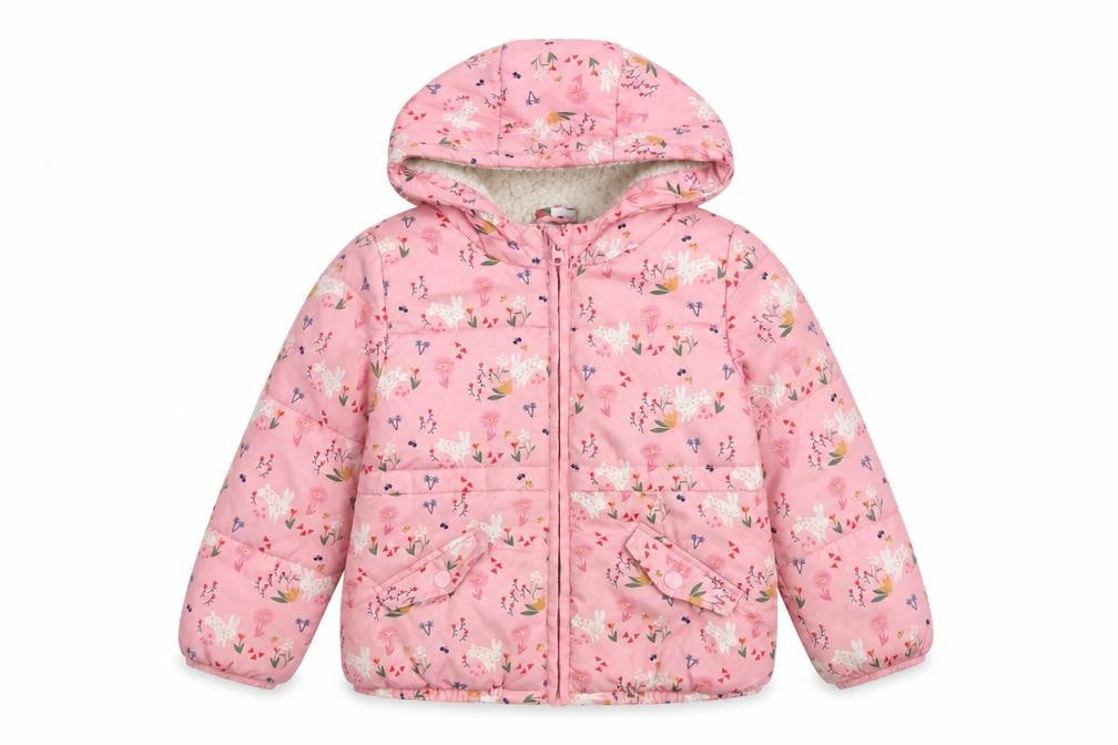 Mini Club Girls Pink Floral Quilted Jacket Size 3XL Zip