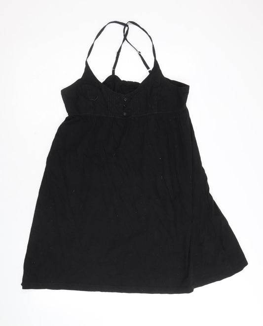 b.young Womens Black 100% Cotton Shift Size XL Scoop Neck Button