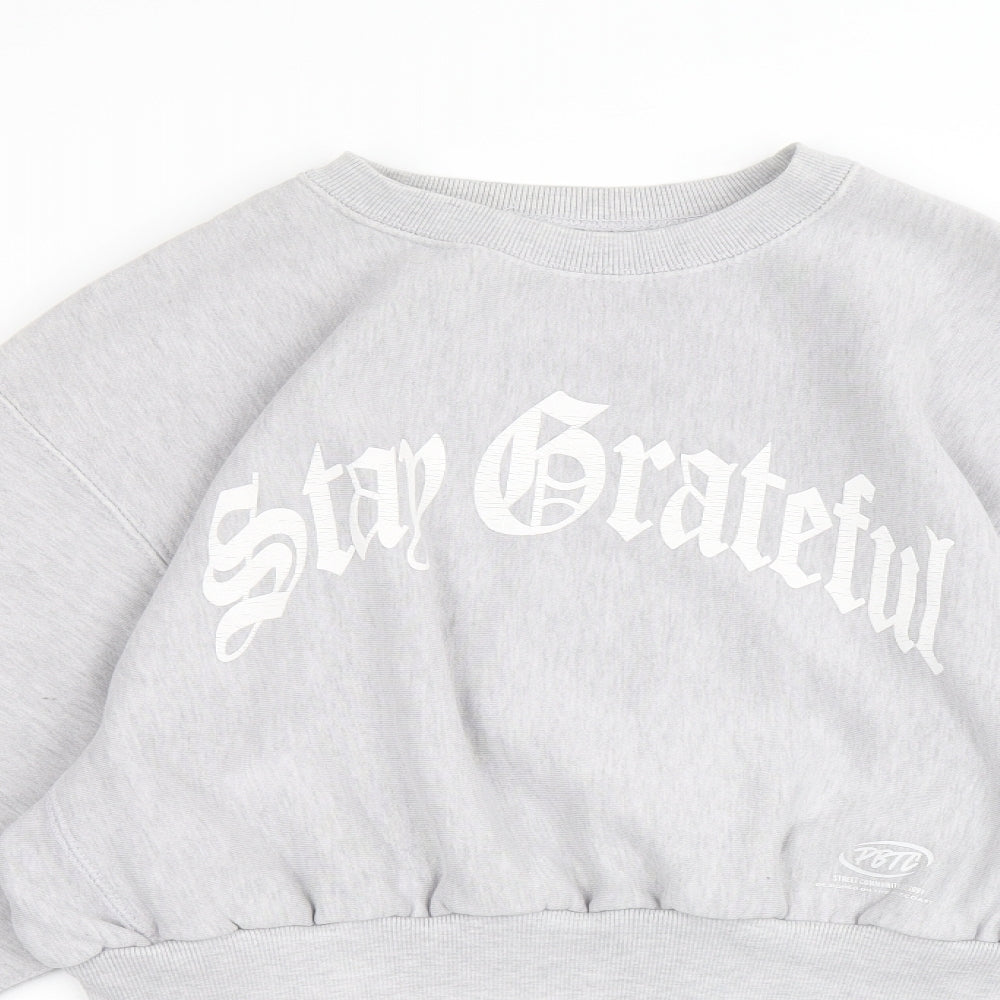 Pacific Republic Womens Grey Polyester Pullover Sweatshirt Size M Pullover - Stay Grateful