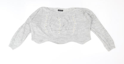 Cameo Rose Womens Grey Boat Neck Acrylic Pullover Jumper Size M - Size M-L