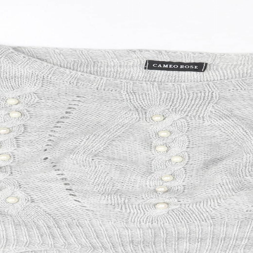 Cameo Rose Womens Grey Boat Neck Acrylic Pullover Jumper Size M - Size M-L