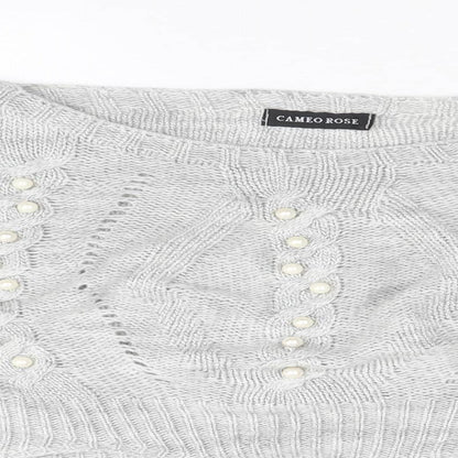 Cameo Rose Womens Grey Boat Neck Acrylic Pullover Jumper Size M - Size M-L