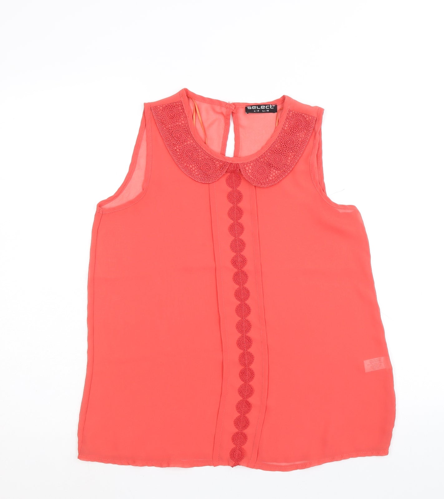 Select Womens Pink Polyester Basic Blouse Size 10 Collared