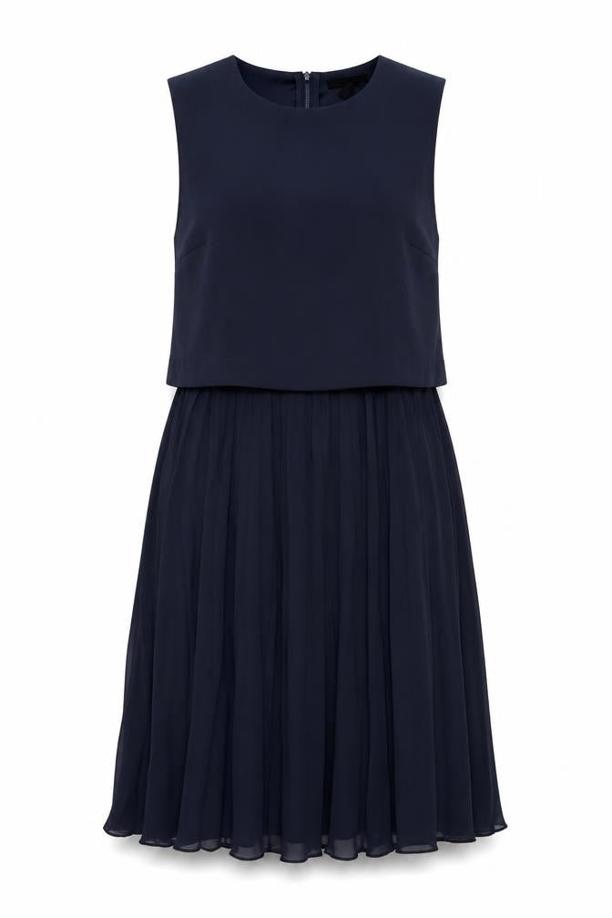 H&M Womens Blue Polyester Trapeze & Swing Size 6 Round Neck Zip