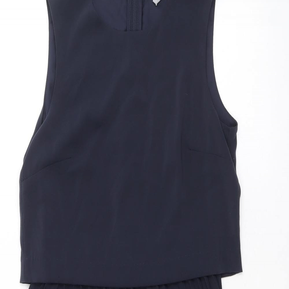 H&M Womens Blue Polyester Trapeze & Swing Size 6 Round Neck Zip