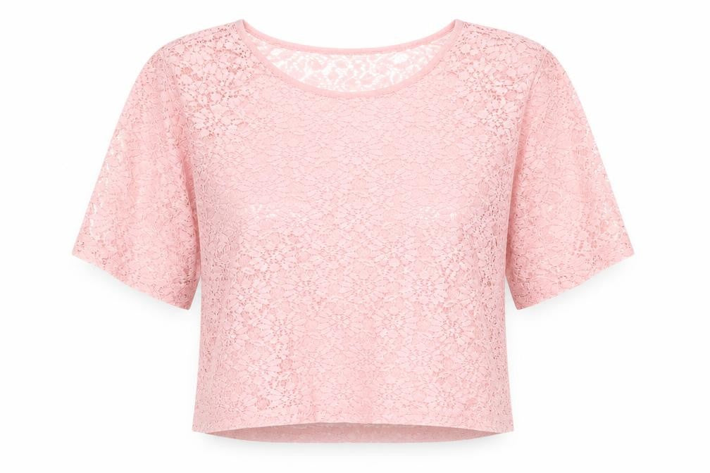 Topshop Womens Pink Floral Polyester Cropped T-Shirt Size 8 Scoop Neck