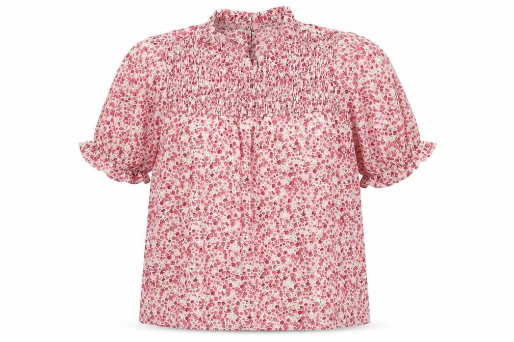 SheIn Womens Pink Floral Polyester Basic Blouse Size S Round Neck
