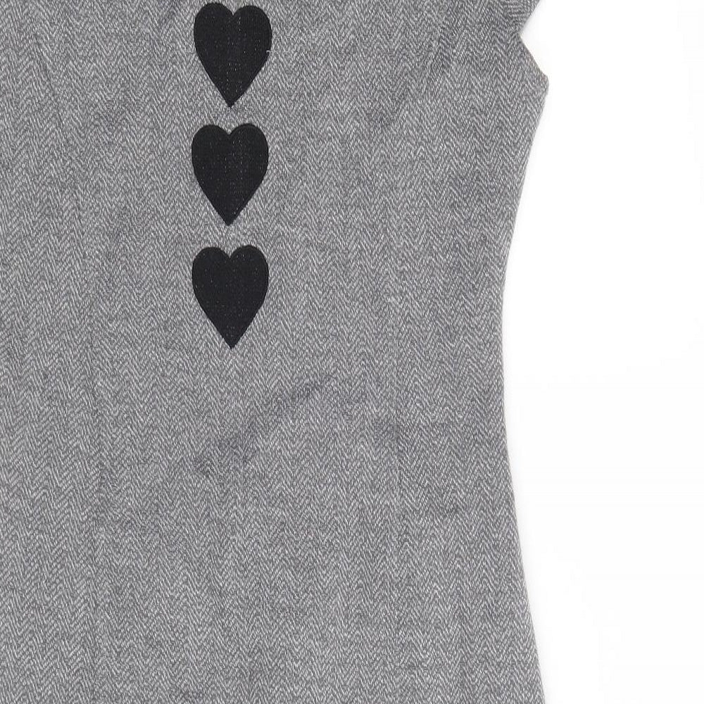 Cream Womens Grey Floral Viscose A-Line Size XS Round Neck Button
