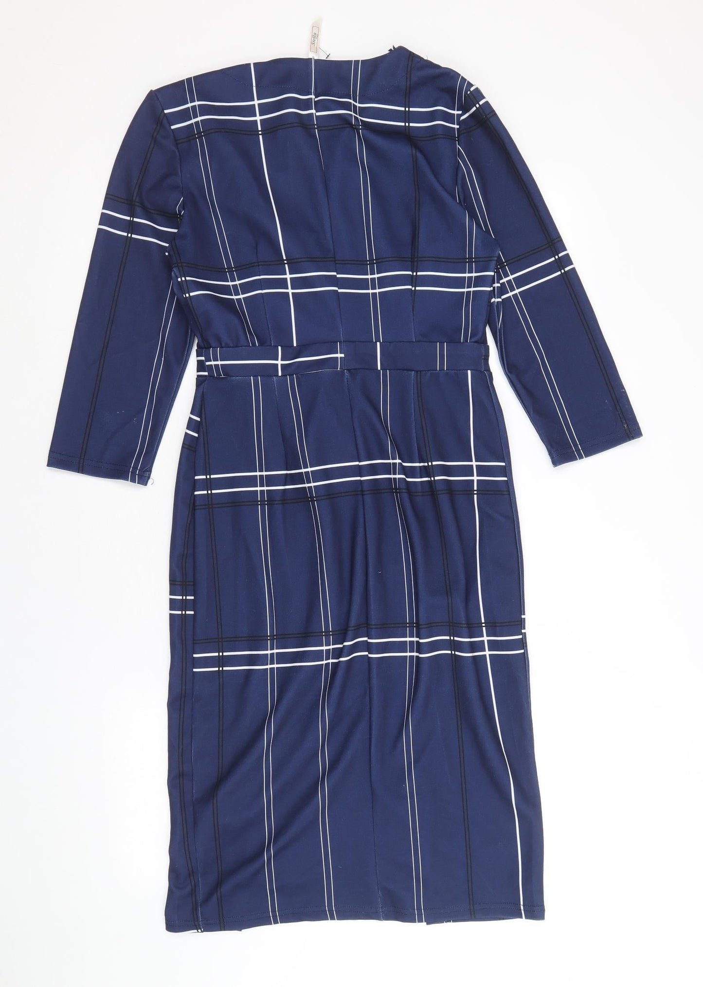 Stella Womens Blue Geometric Polyester A-Line Size 8 V-Neck Pullover