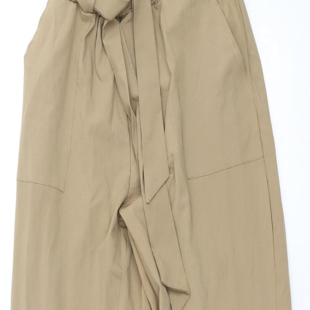Preworn Womens Brown Polyester Trousers Size S Regular Tie