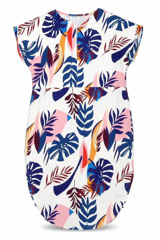 SheIn Womens White Floral Polyester A-Line Size XL Round Neck Pullover