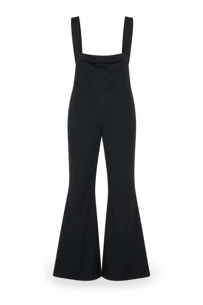 PRETTYLITTLETHING Womens Black Polyester Dungaree One-Piece Size 8 Pullover