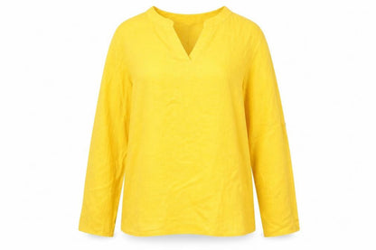 Emery Rose Womens Yellow Polyester Basic T-Shirt Size XL V-Neck