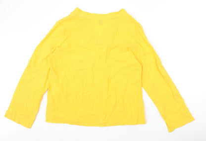 Emery Rose Womens Yellow Polyester Basic T-Shirt Size XL V-Neck