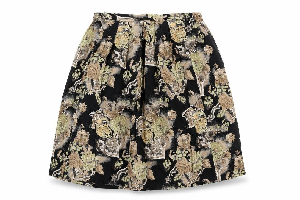 Preworn Womens Black Floral Polyester Swing Skirt Size 30 in