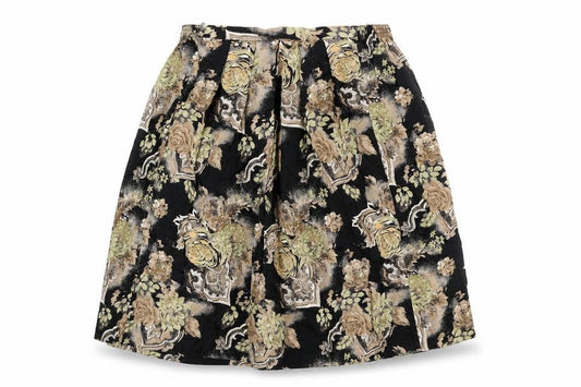 Preworn Womens Black Floral Polyester Swing Skirt Size 30 in