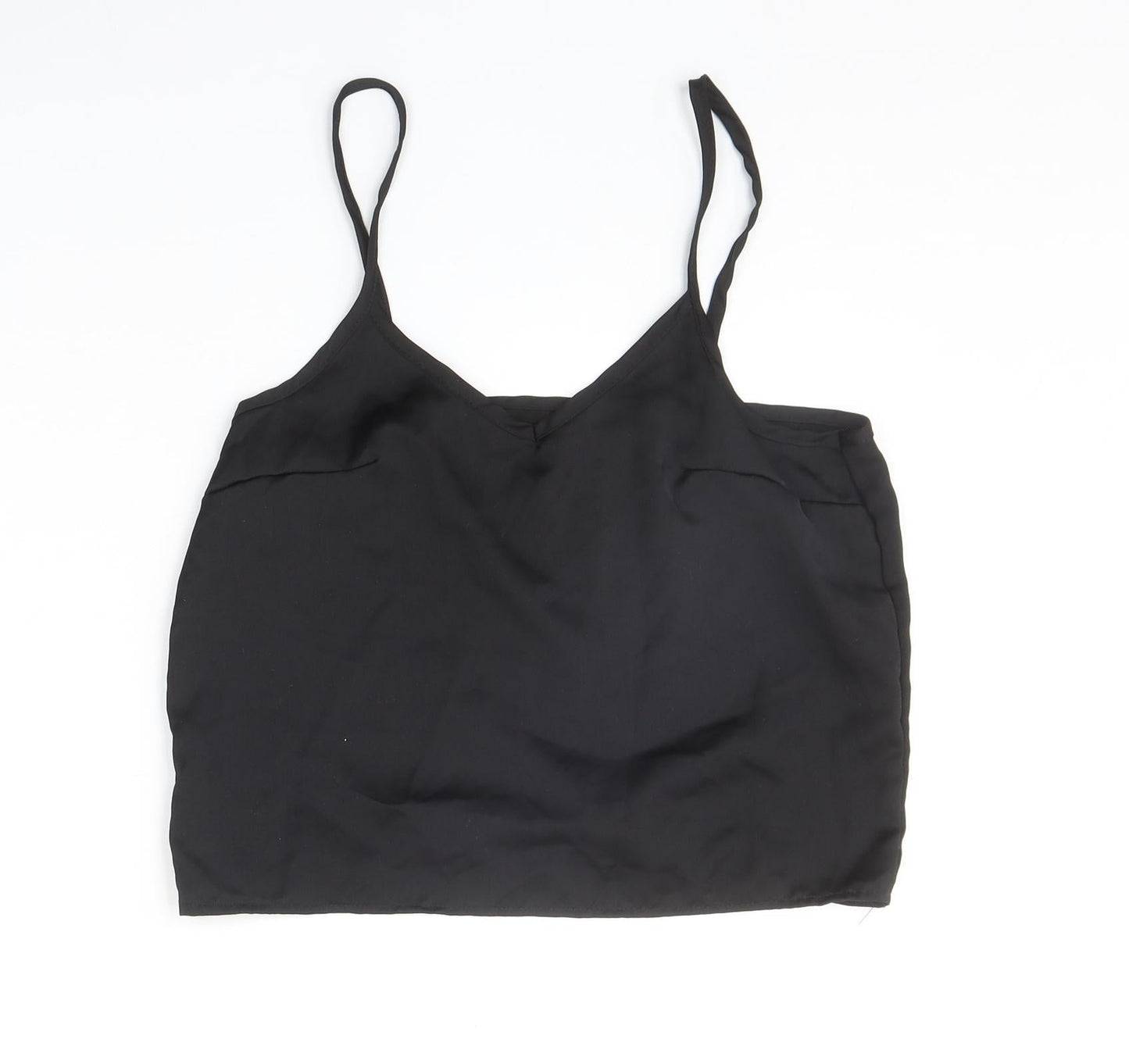 Missguided Womens Black Polyester Basic Tank Size 6 V-Neck