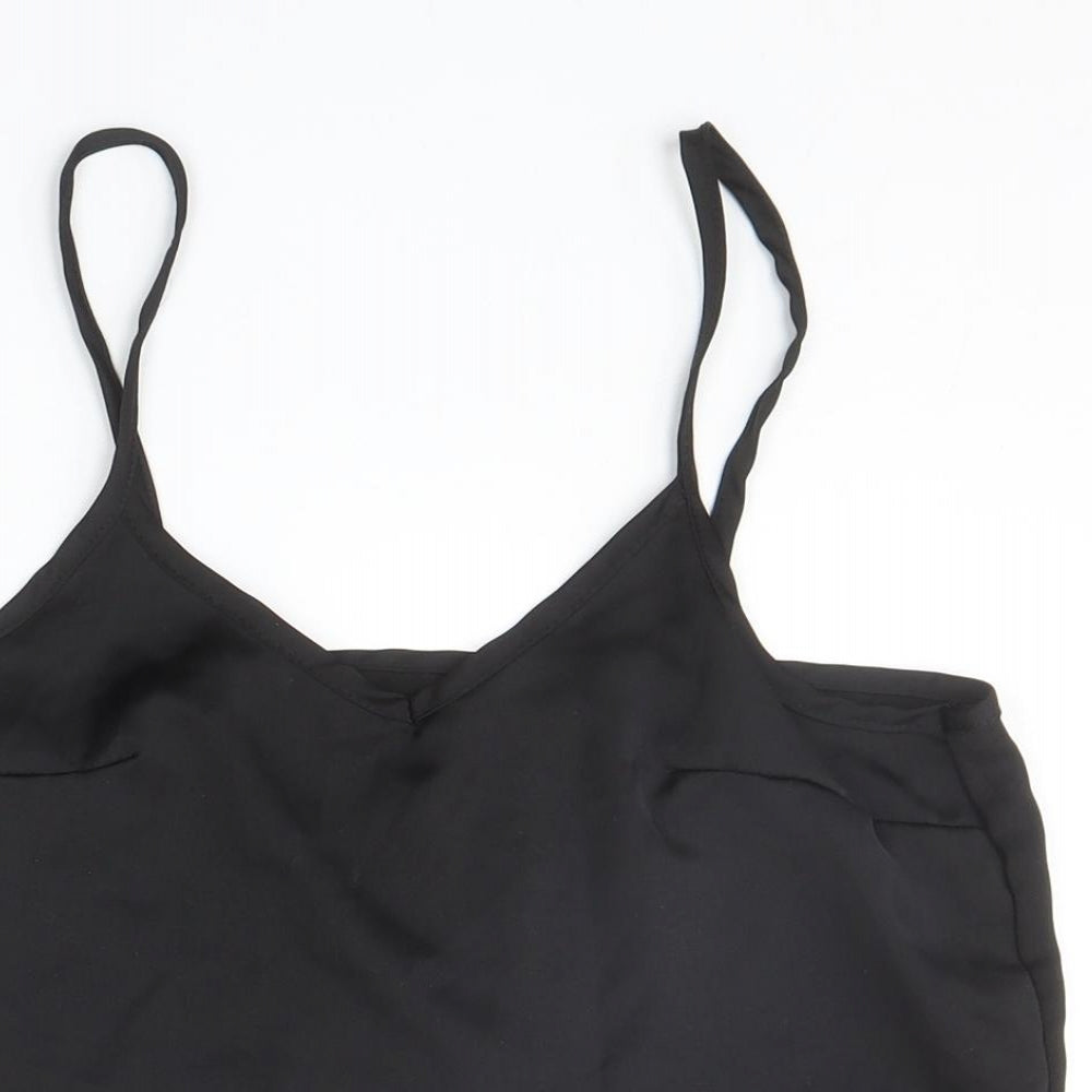 Missguided Womens Black Polyester Basic Tank Size 6 V-Neck