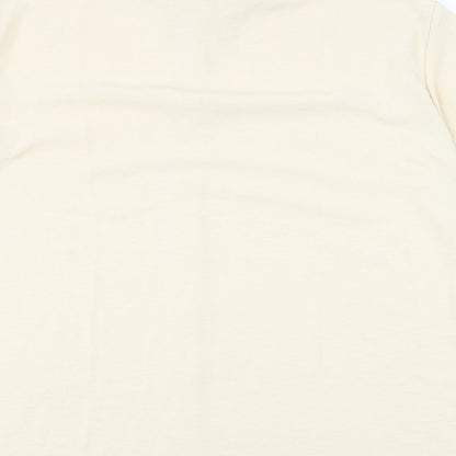 Preworn Womens Beige Polyester Basic Button-Up Size XL Collared