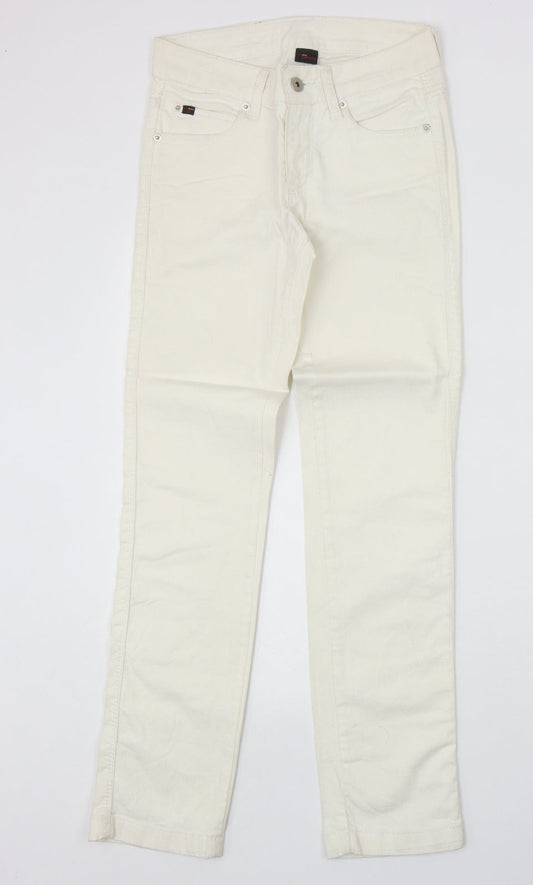 Miss Petrolio Womens Ivory Cotton Skinny Jeans Size 30 in Regular Zip