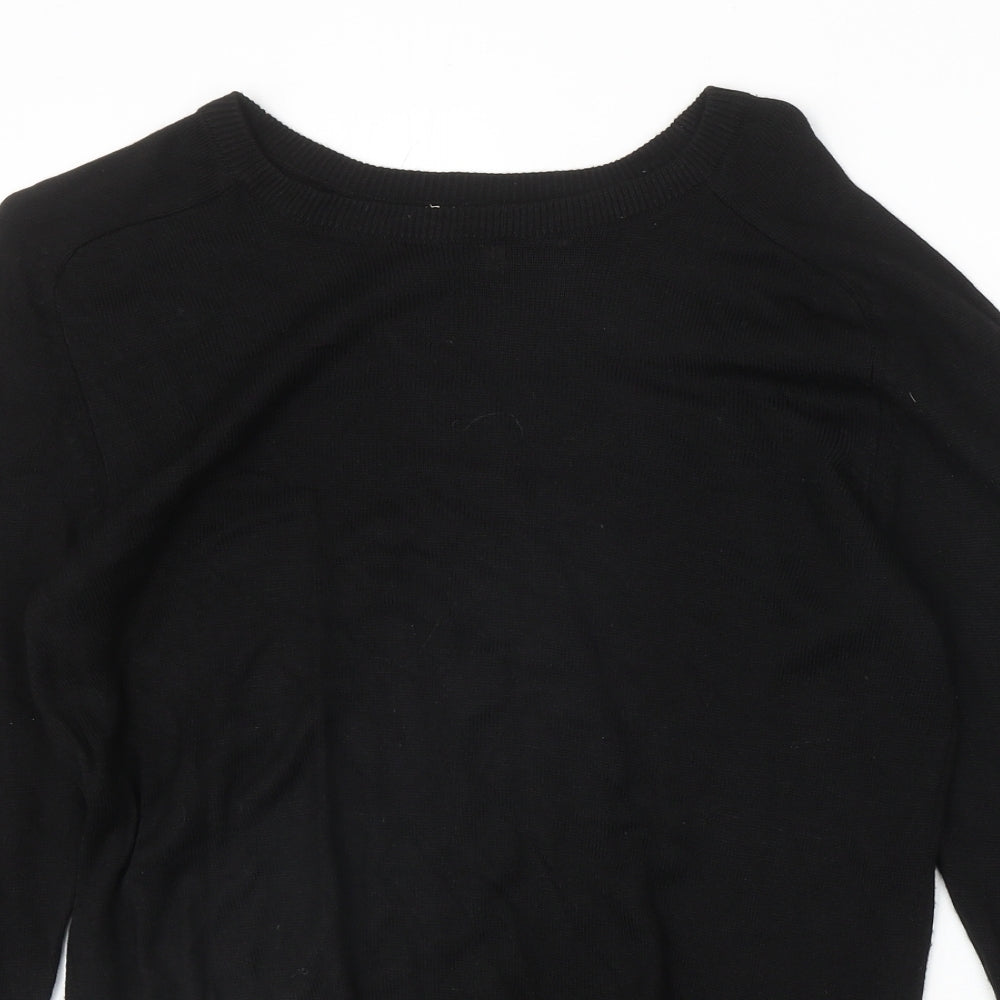 River Island Womens Black Round Neck Acrylic Pullover Jumper Size XS