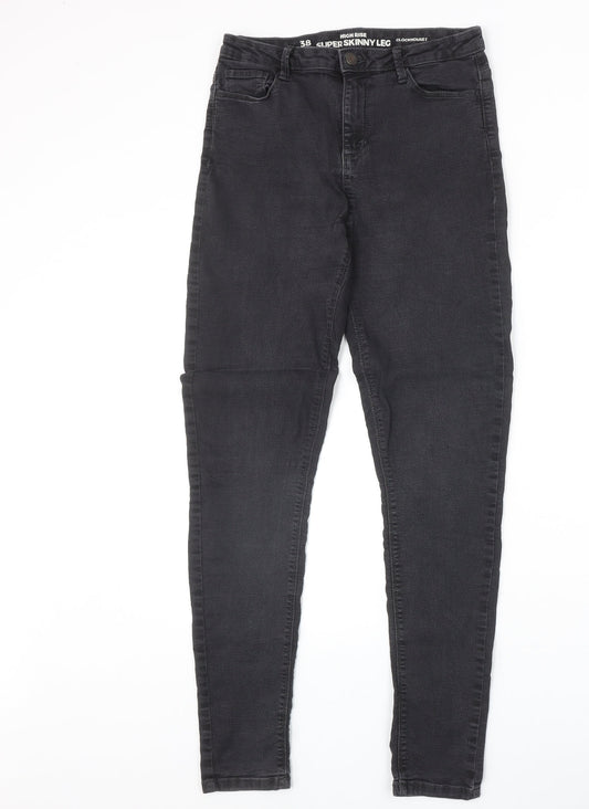 Preworn Womens Black Cotton Skinny Jeans Size 38 in Slim Zip