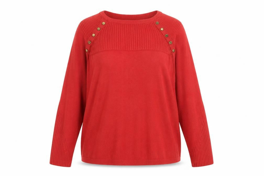 Marks & Spencer Womens Red Round Neck Acrylic Pullover Jumper Size 18