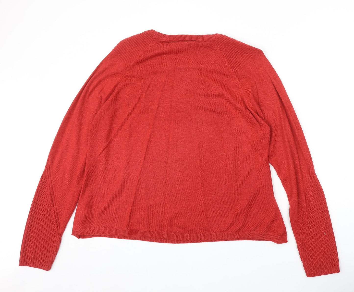 Marks and Spencer Womens Red Round Neck Acrylic Pullover Jumper Size 18