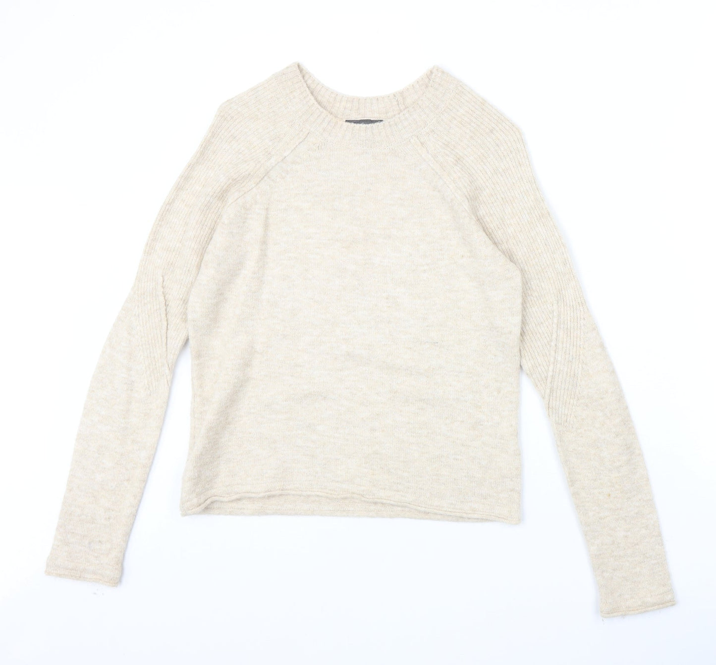 Topshop Womens Beige Round Neck Acrylic Pullover Jumper Size 8 Pullover