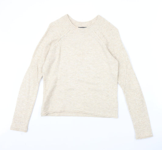 Topshop Womens Beige Round Neck Acrylic Pullover Jumper Size 8 Pullover