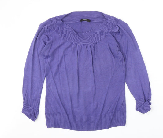 Marks and Spencer Womens Purple Boat Neck Acrylic Pullover Jumper Size 10