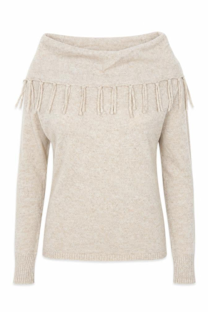 QED London Womens Beige Boat Neck Polyester Pullover Jumper Size S