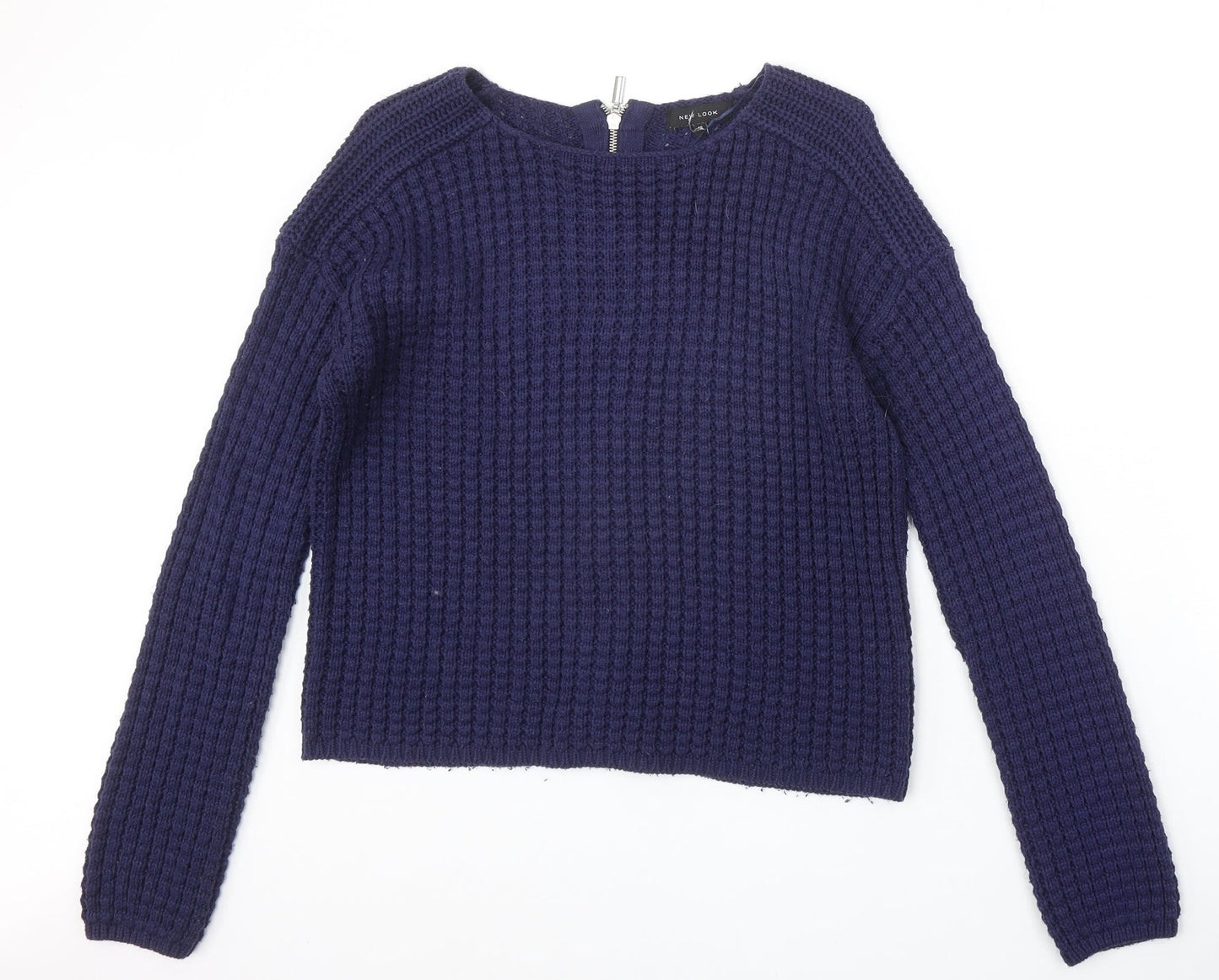New Look Womens Blue Round Neck Acrylic Pullover Jumper Size 12