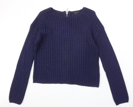 New Look Womens Blue Round Neck Acrylic Pullover Jumper Size 12